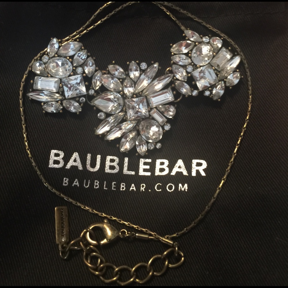 Crystal BaubleBar necklace.Vintage brasstone chain