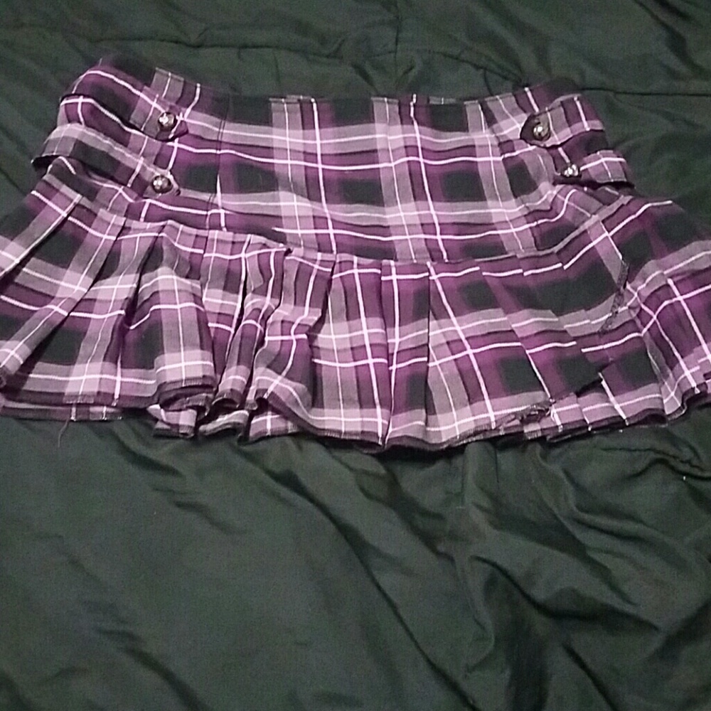Purple plaid mini skirt