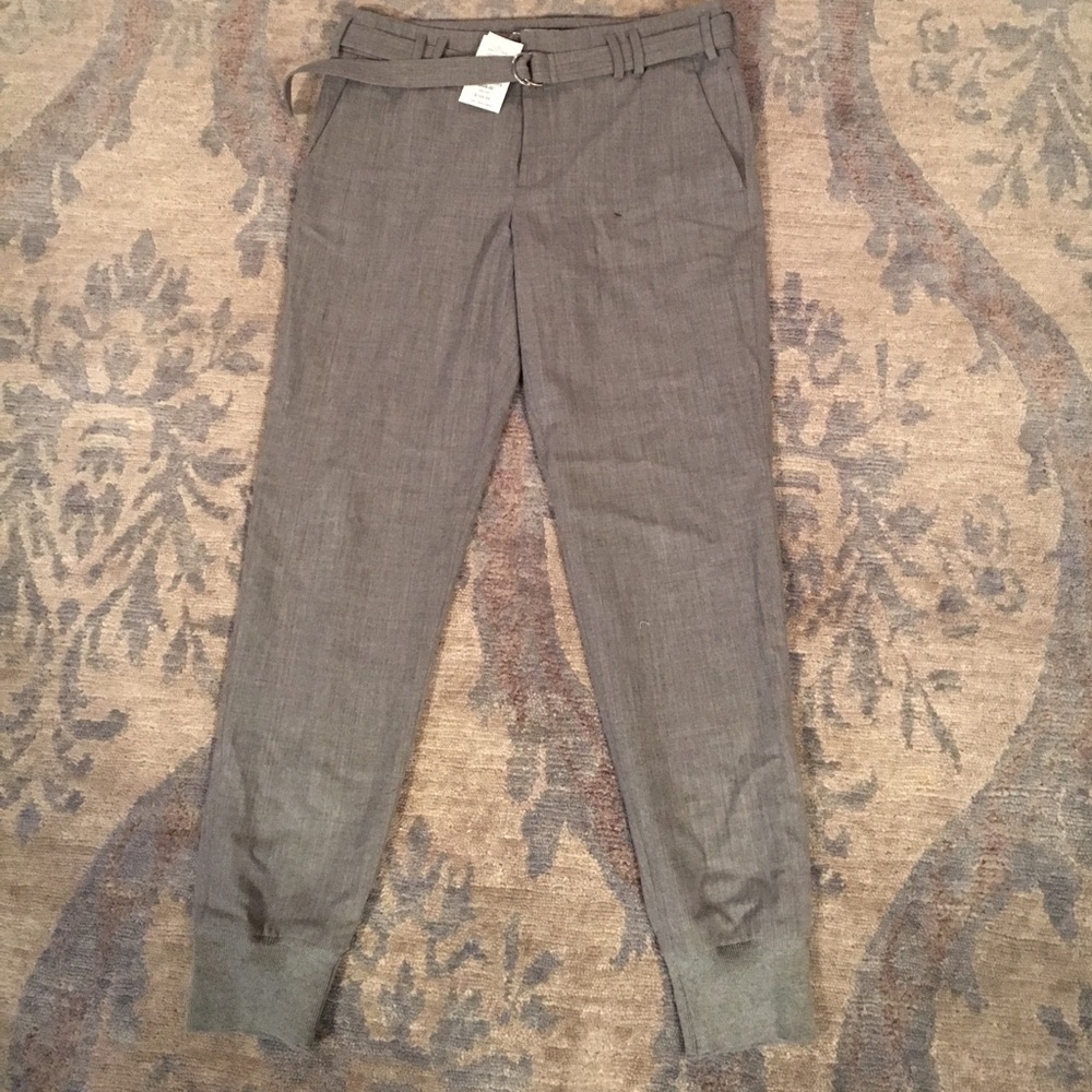 Vince belted ribbed cuff jogger pants