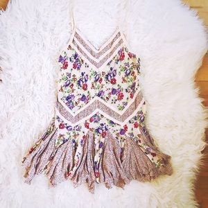 Free People Mixed Print Godet Slip Tunic