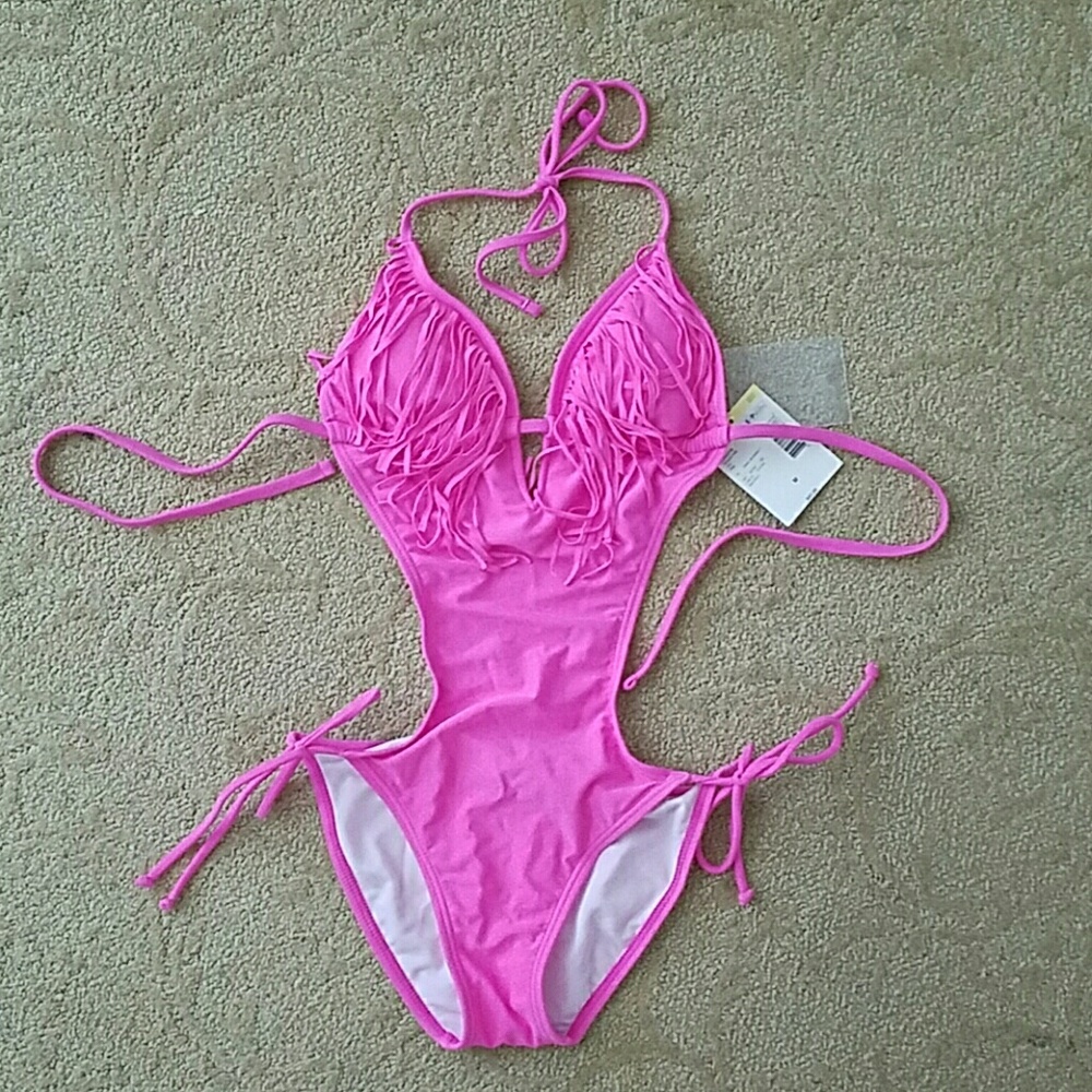 SOLD!!! Fringe Kiss Sexy Cute Pink Monokini Medium