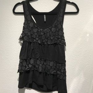 Black racer back Ruffle Tops