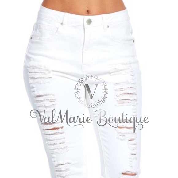 📍SZ 3 - STRETCHY WHITE DESTROYED DENIM - Picture 4 of 4