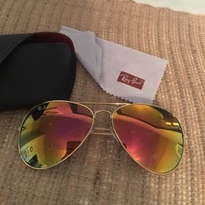 RAY BANS PINK ORANGE FLASH AVIATOR