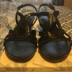 Black Wedge Sandals