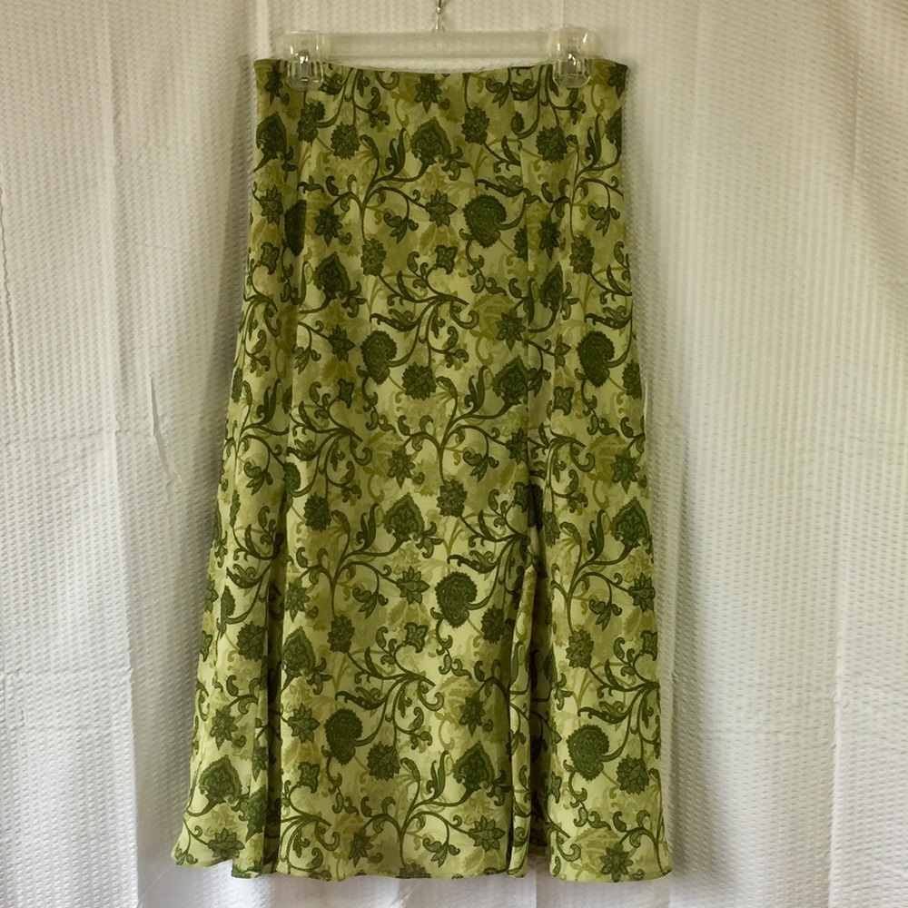 Green Vine Print Skirt - Sz 10