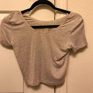 Brownish grey crop top.