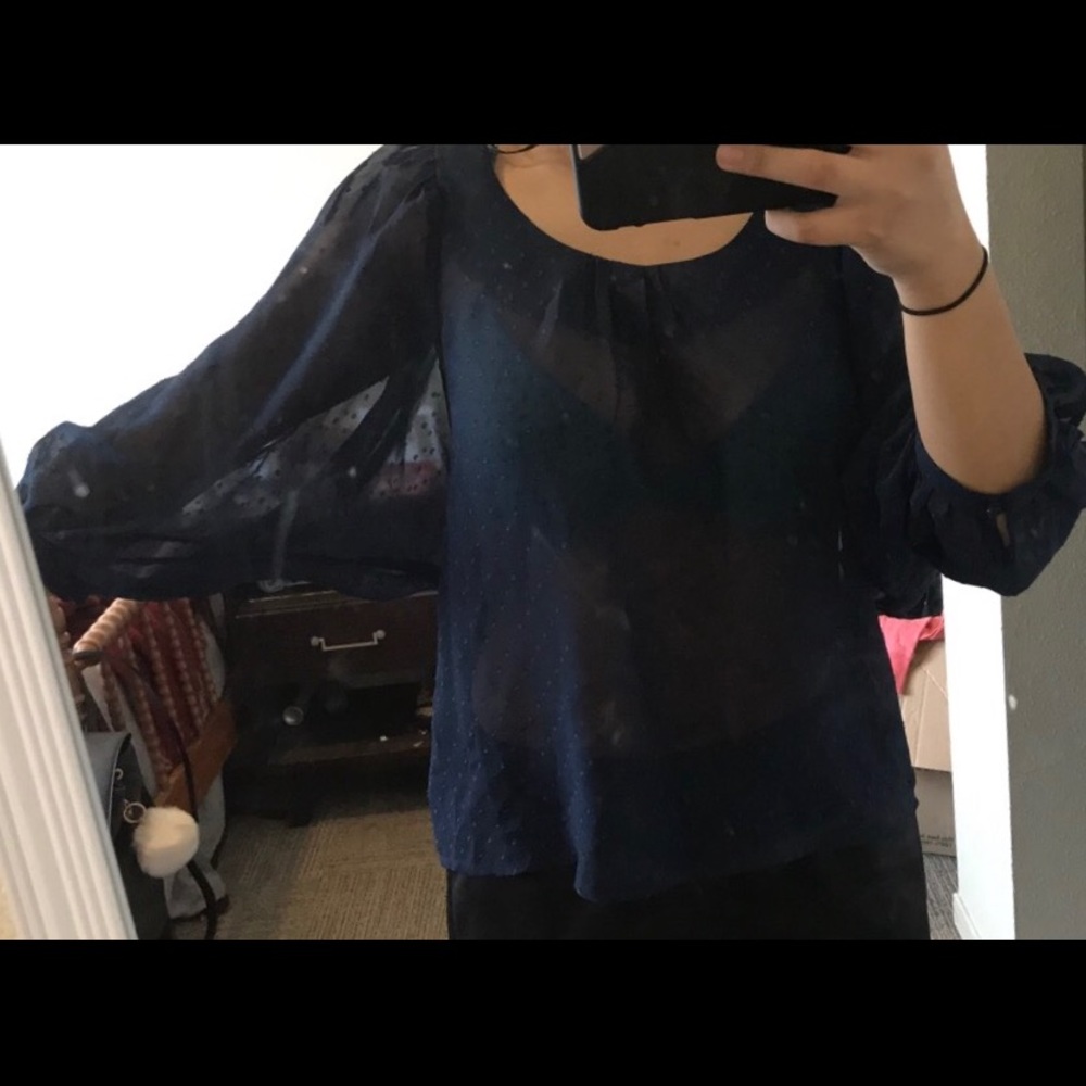 Navy blue sheer top