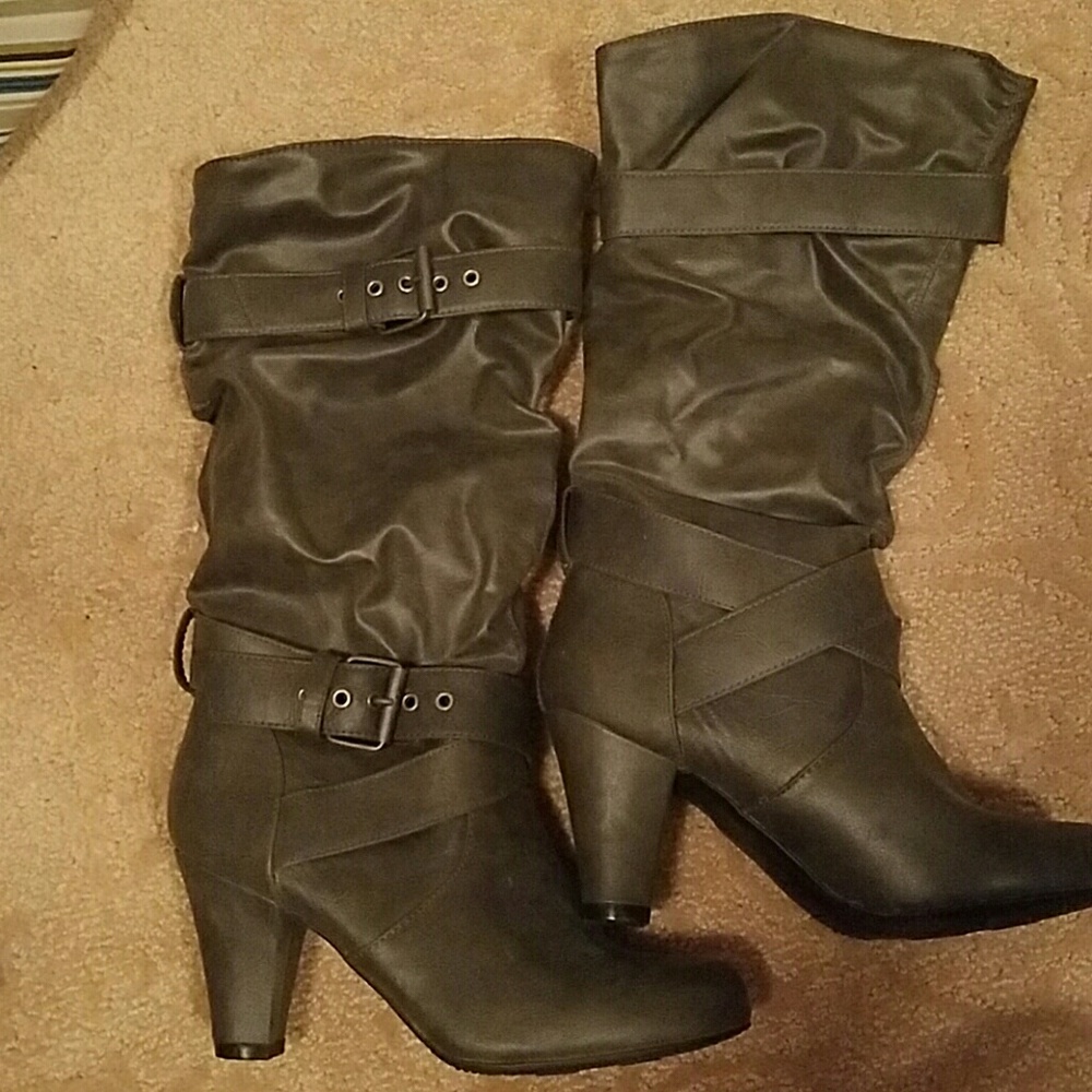 Grayish brown faux leather boots 8.5 Womens