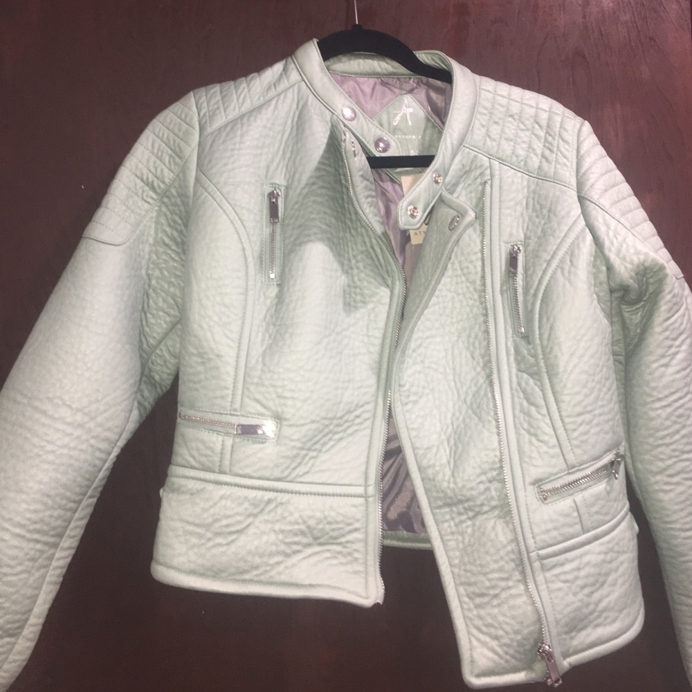 (SOLD) Leather jacket in mint green