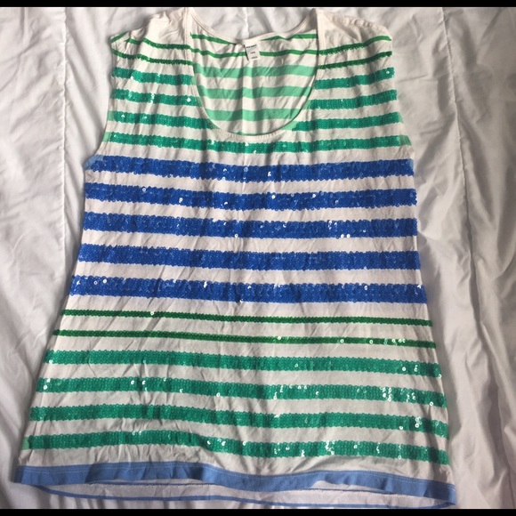 Old Navy Tops - ⭐️cute sequins striped tank top old navy L Old Navy Tops - ⭐️cute sequins striped tank top old navy L