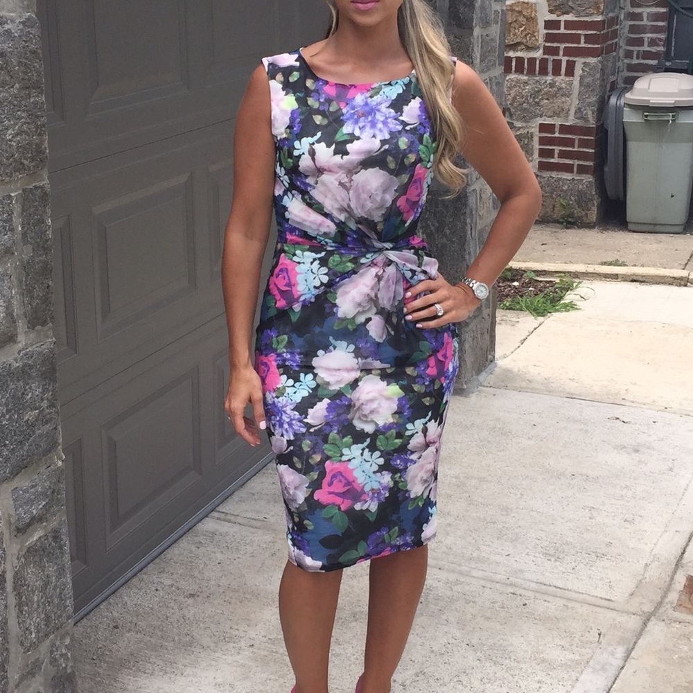 Black and floral midi dress