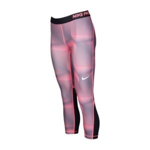 NWT Nike Pro Cool Pink Pyramid Print Capri-Leggins