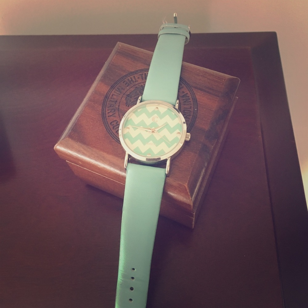 Charming Charlie's aqua quartz timepiece