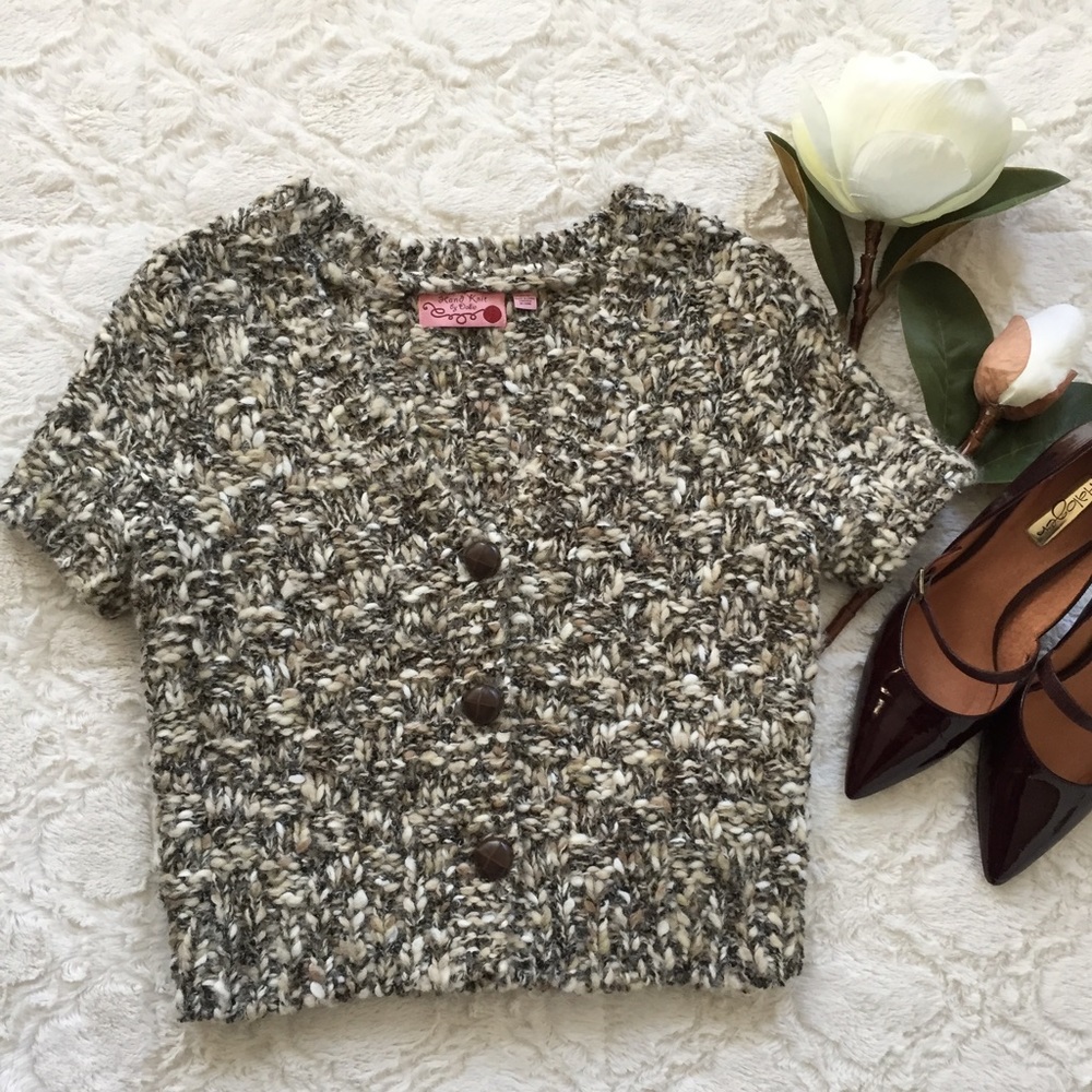 Anthro hand-knitted crop sweater
