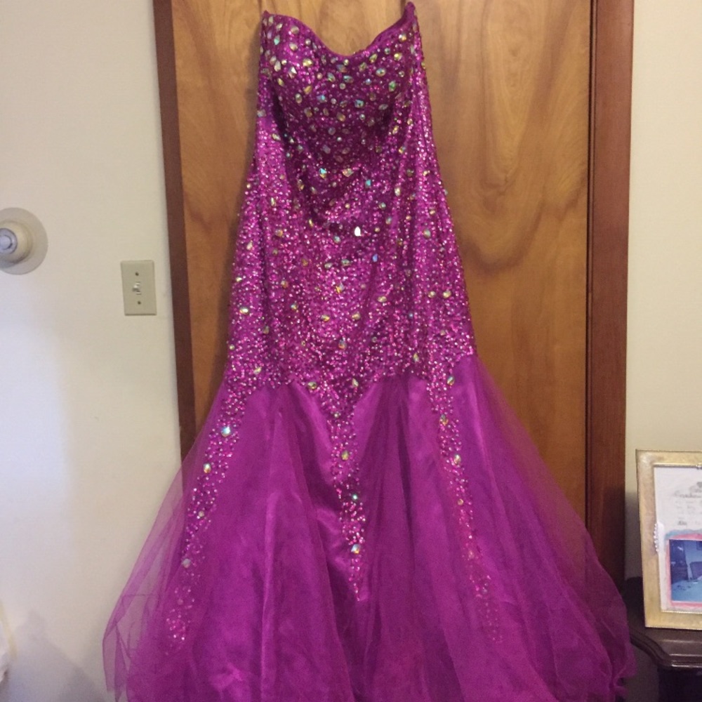 Purple mermaid style prom dress