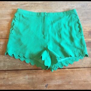 Green Scalloped summer shorts
