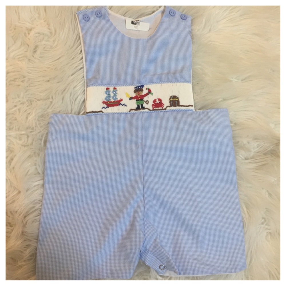 Smocked nautical romper