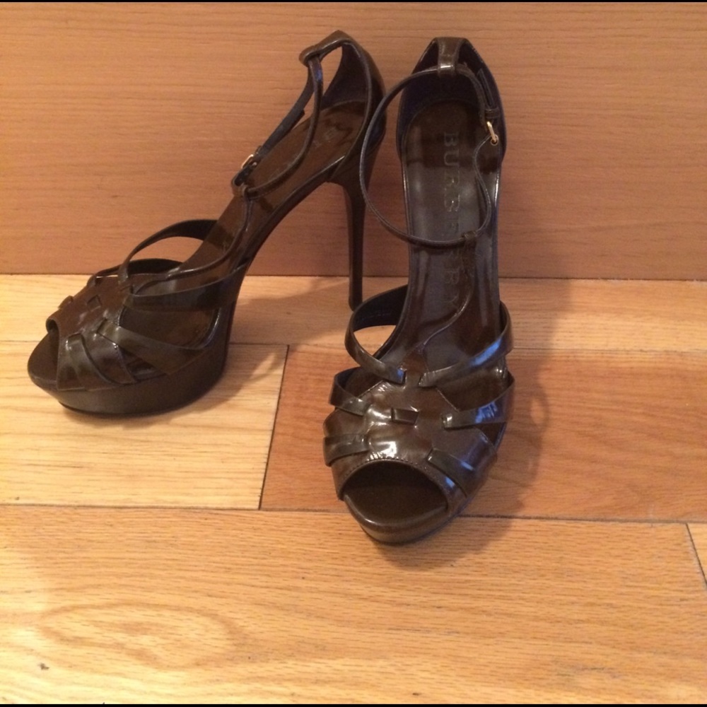 Burberry platform t strap heels
