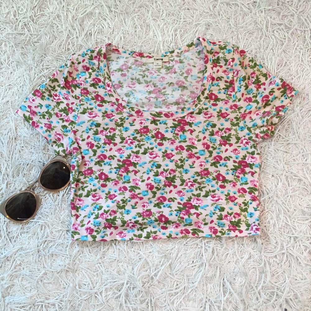 Pink Floral Crop Top
