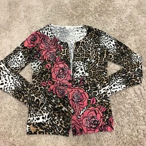 Cardigan with sparkling roses