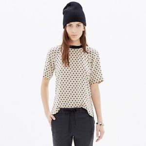 Madewell Silk Front Tow Tee in Dot