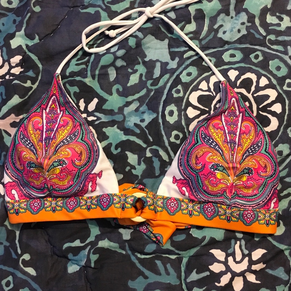 Colorful Print Triangle Bikini Top