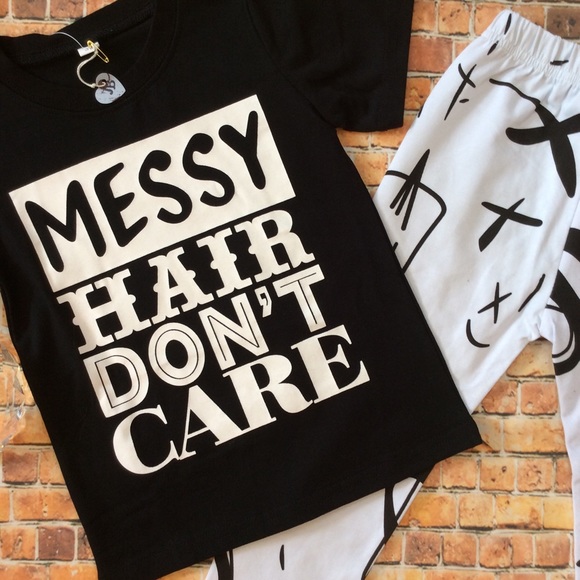 Boutique Toddler Gender Neutral MESSY HAIR 2pc set - Picture 2 of 2