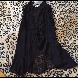 Black lace and chifon sleeveless cardigan