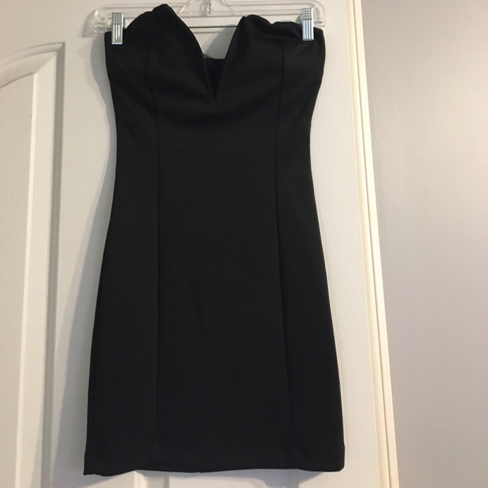 Black low v dress