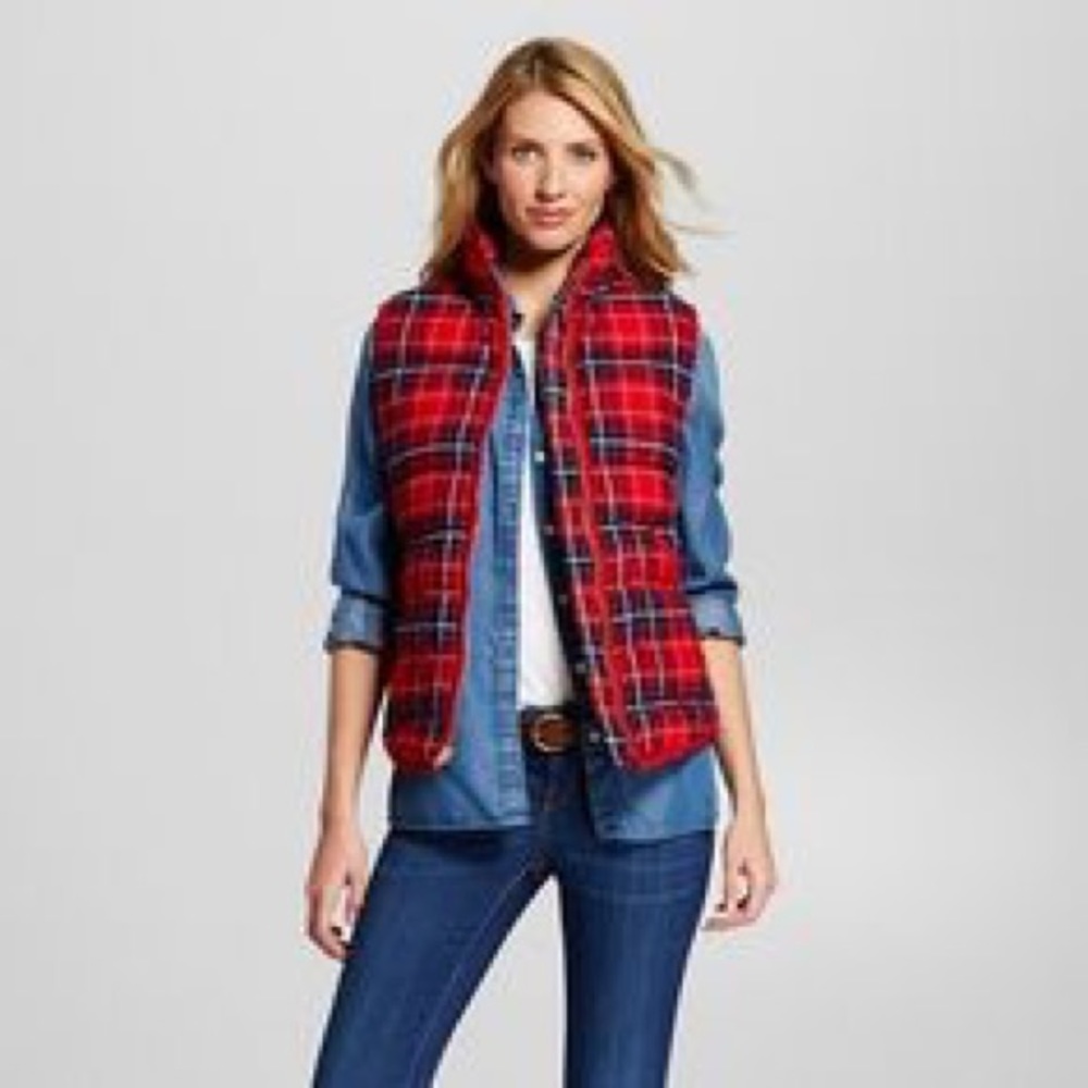 Merona 2X plaid puffer vest