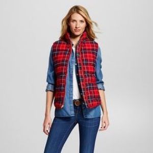 Merona 2X plaid puffer vest