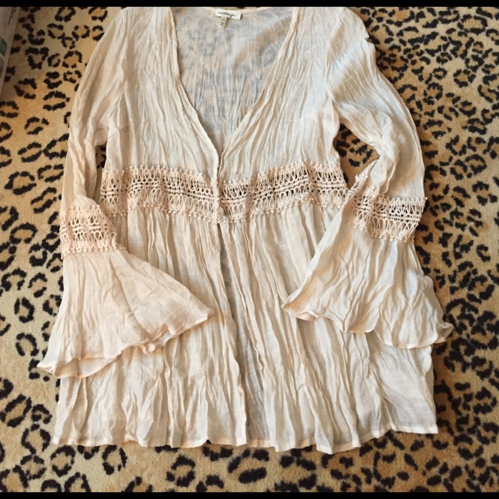 Cream gause and crochet cardigan