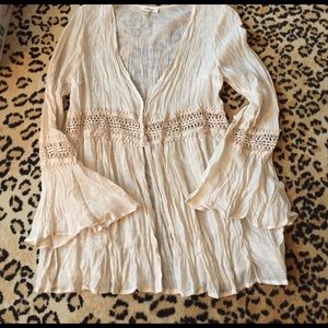 Cream gause and crochet cardigan