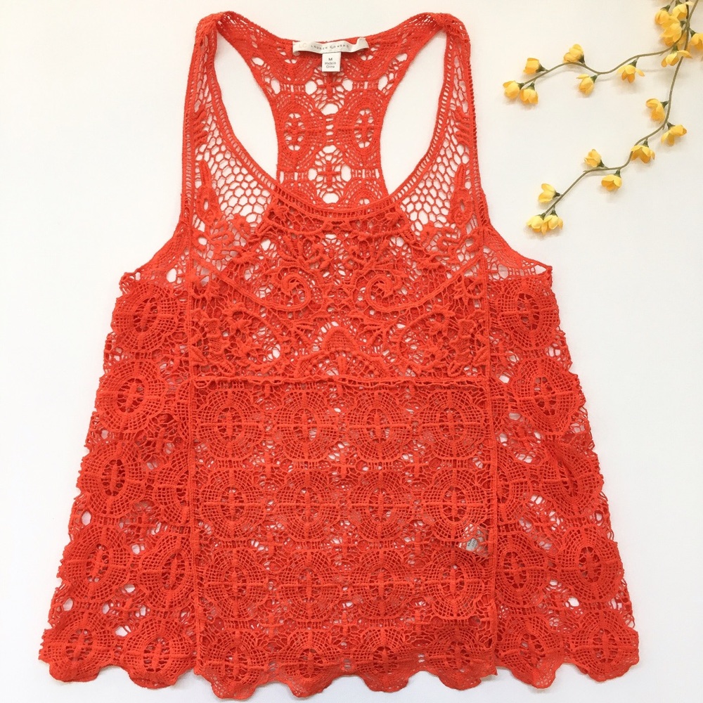 Lauren Conrad orange crochet racerback tank