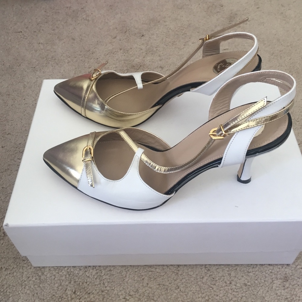 Gold and white Italian DESIGNER heel