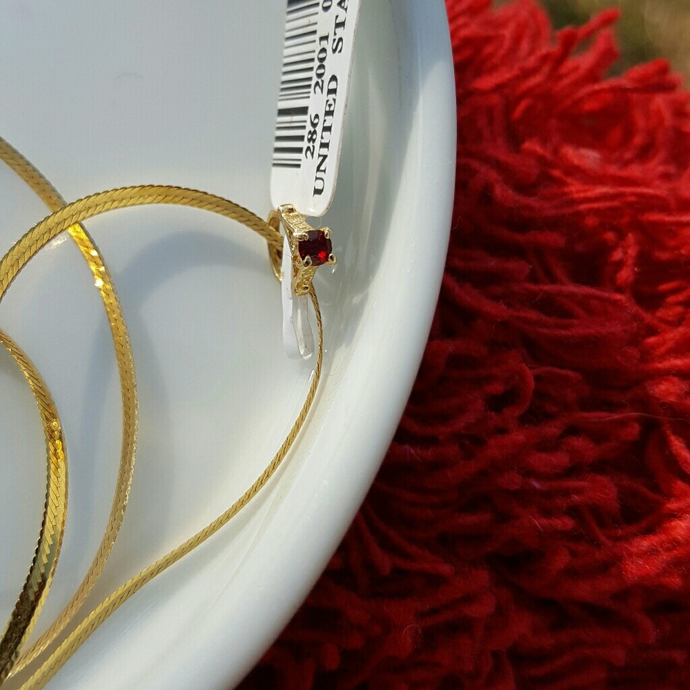 January or July baby ring pendant & necklace 14K