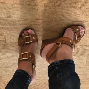 Tory Burch Carys leather wedges, size 7