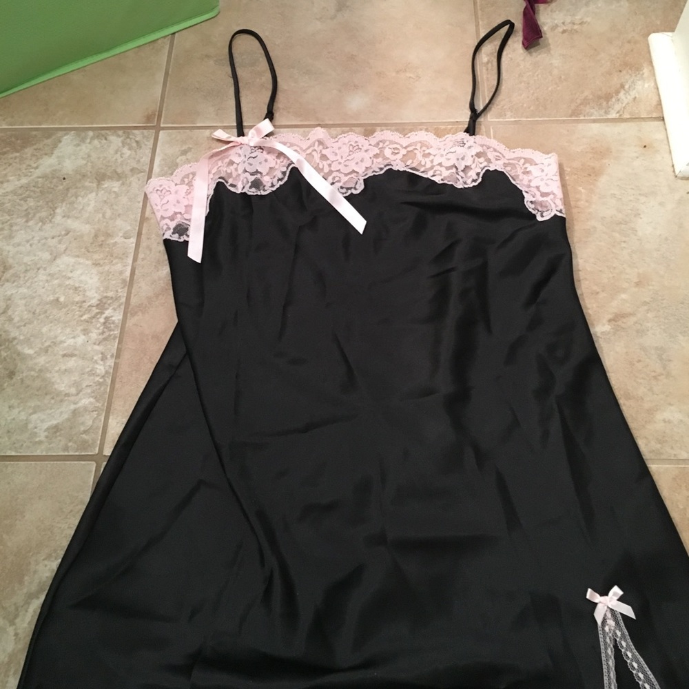 Black with Pink Lace Slip