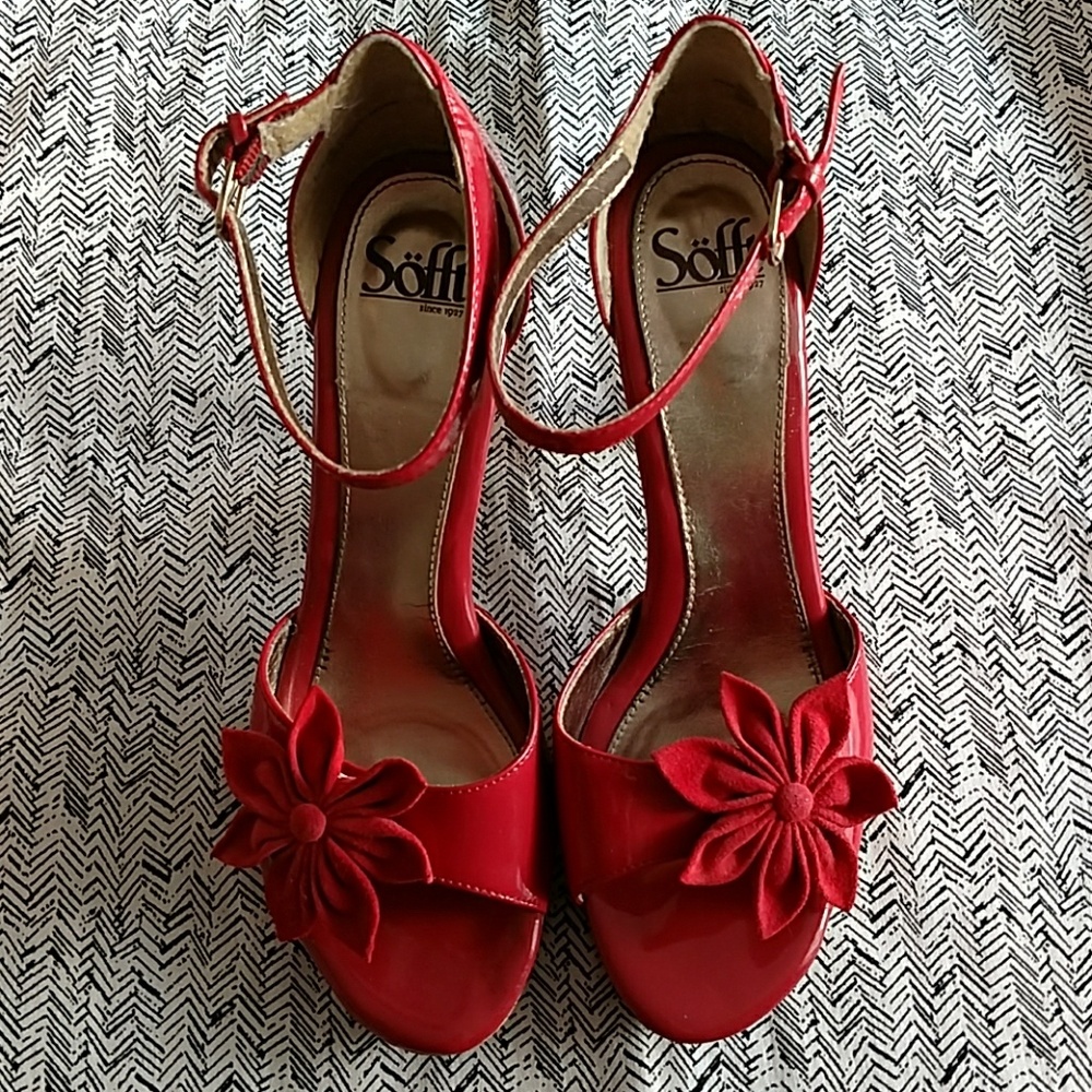 Coral Patten Leather Heels