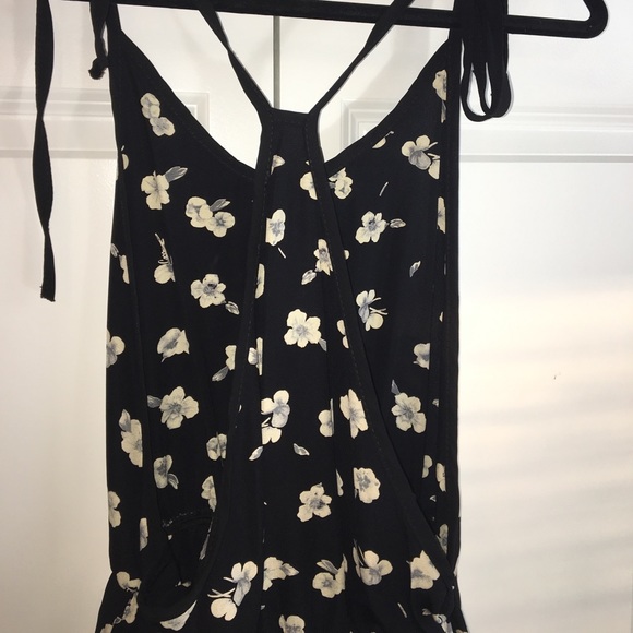 SOLD-Black floral Romper with Ivory on the flowers - Picture 3 of 3