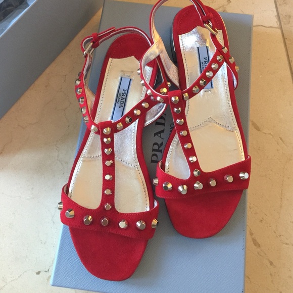 NWT Prada auth suede/leather sandals sz 6.5 (36.5) - Picture 2 of 4