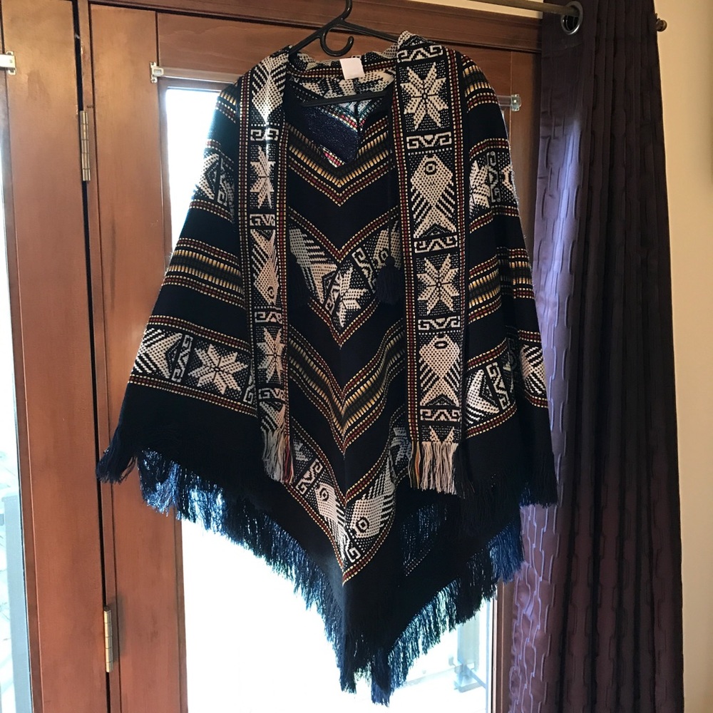 Hand made wool poncho, new, purchased in Ecuador