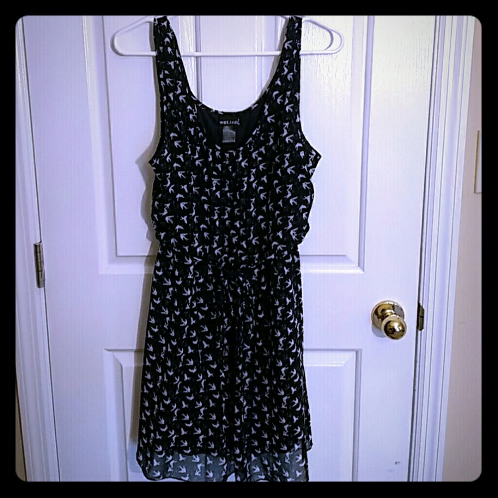 EUC Wet Seal Birds Navy Blue Dress