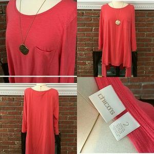 Chico's coral 3/4 sleeve super soft tee