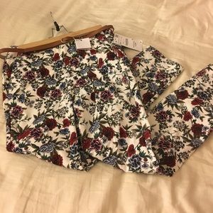 NWT Zara Printed Floral Pants Sz 2