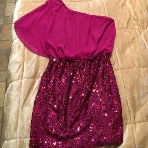 ☂️One shoulder pink purple dress 👗