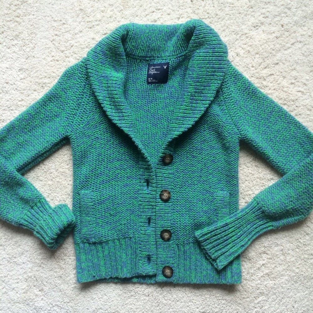 AE blue and green thick cardigan