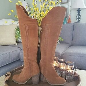 Over the knee suede boots