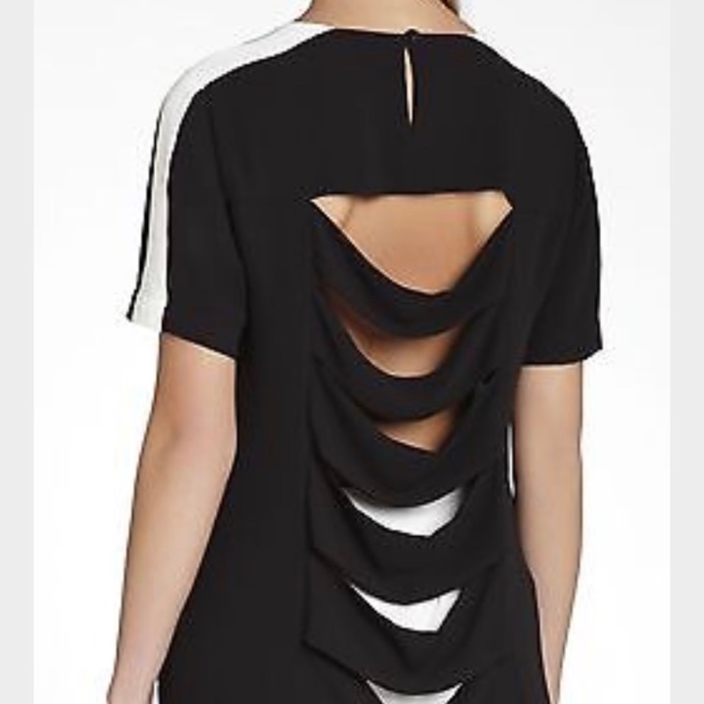 Black and white blouse with cutouts- NWT